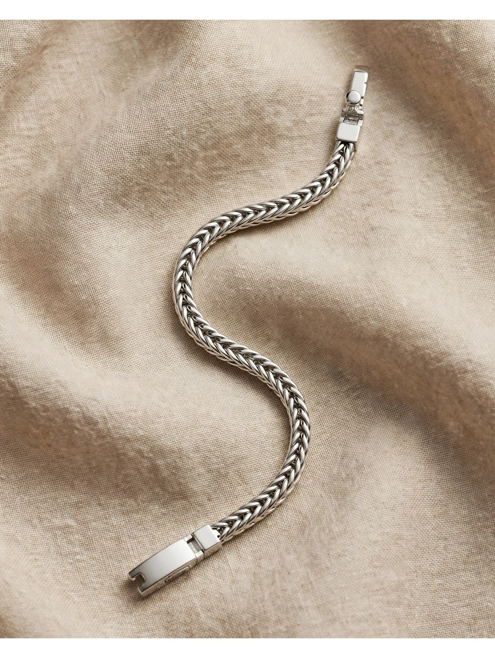 S925 Sterling Braided Chain Bracelet – 7.75", Men's